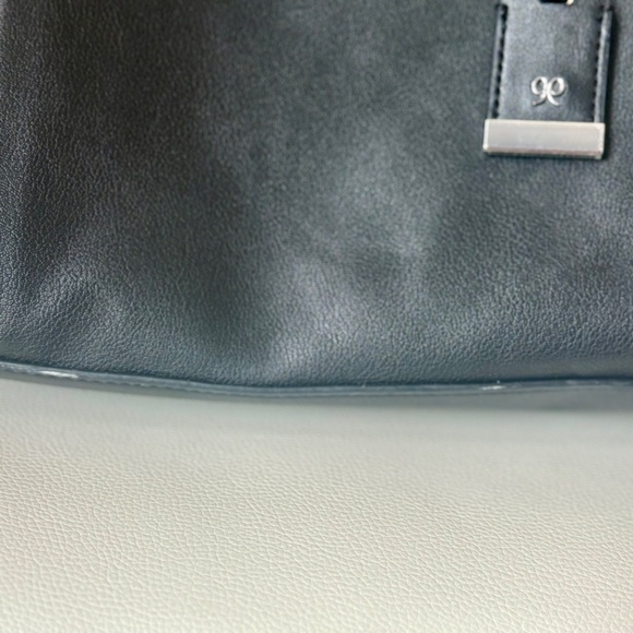 Nine West Aidenne Satchel Bag Black Faux Leather Structured Tote - Picture 9 of 9